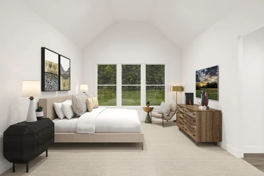 Representative Bellhaven primary-bedroom rendering with vaulted ceiling