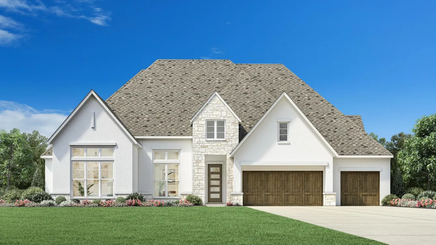 Catria High Plains single-story exterior rendering at Dixon Estates in Flower Mound