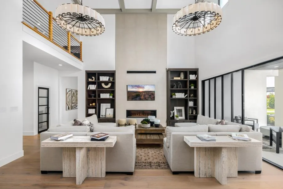 Two-story great room in Toll Brothers’ Todd model at The Ranch at Uptown Celina