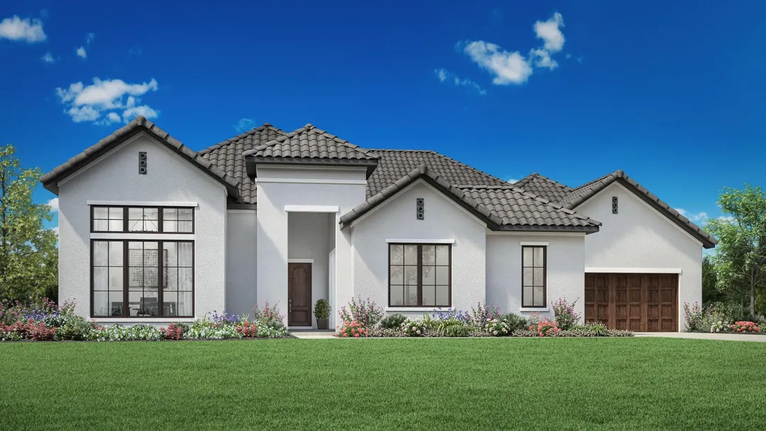 Castilian Mediterranean single-story design rendering for Ridge Pointe Estates