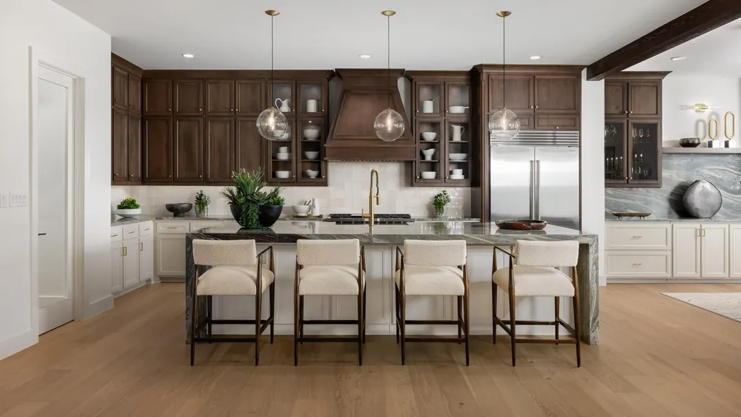 Kitchen in the Henson Farmhouse model at Ridge Pointe Estates