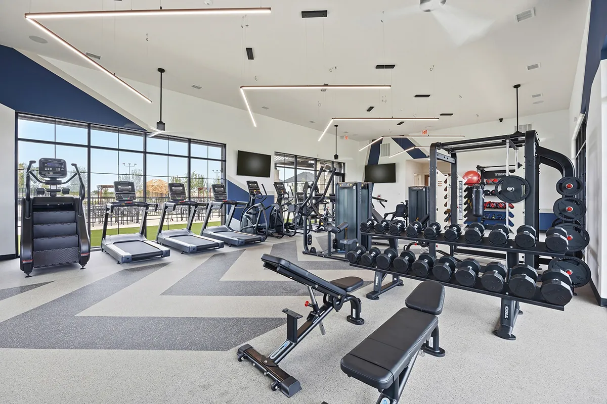 Fitness equipment in the East Village amenity center
